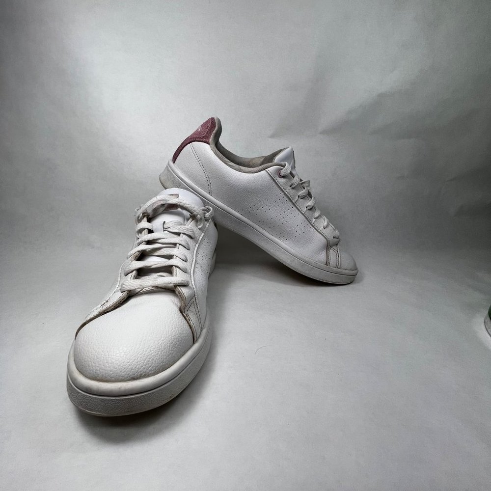 Adidas Womens Size 11 Cloudfoam Advantage Sneakers White, Pink 1128Y001